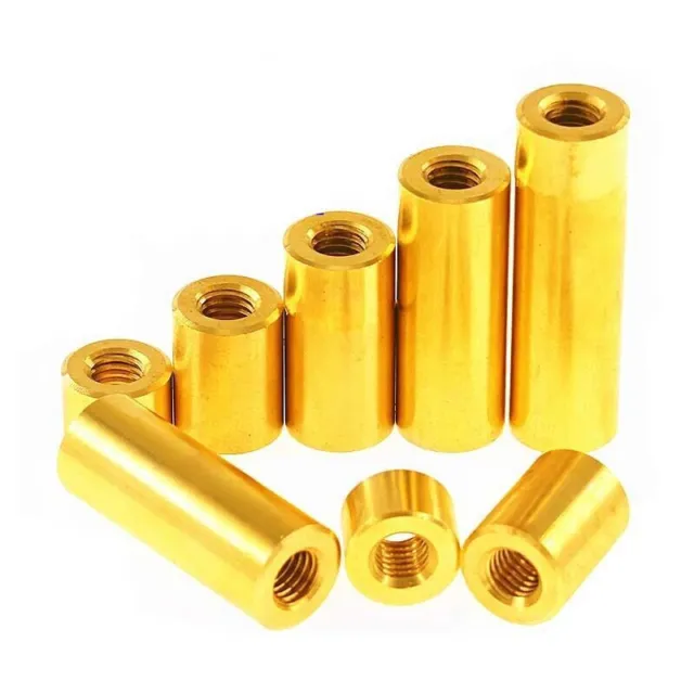 M5 Brass Round Extension Hand Nut Double Pass Through Hole Nuts 8mm OD 5mm-100mm