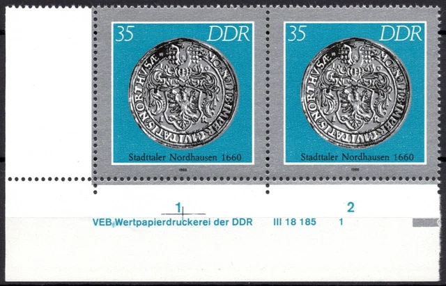 DDR 1986 Mi.Nr. 3041 ** postfrisch Eckrand mit DV Druckvermerk FN 1