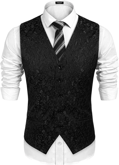 COOFANDY Mens Paisley Dress Suit Vest Floral Victorian Slim Fit Tuxedo Waistcoat