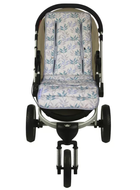 Keep Me Cosy™ Pram Liner Set + Harness & Buckle Cosy - Pastel Leaf design 2