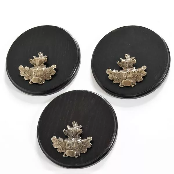 3 Pieza Placa de Jabalí Gewaffbrett Oscuro AF17cm Con 3 X Hoja de Roble Grande