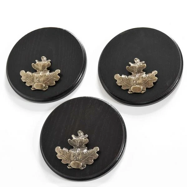 3 Pieza Placa de Jabalí Gewaffbrett Oscuro AF17cm Con 3 X Hoja de Roble Grande