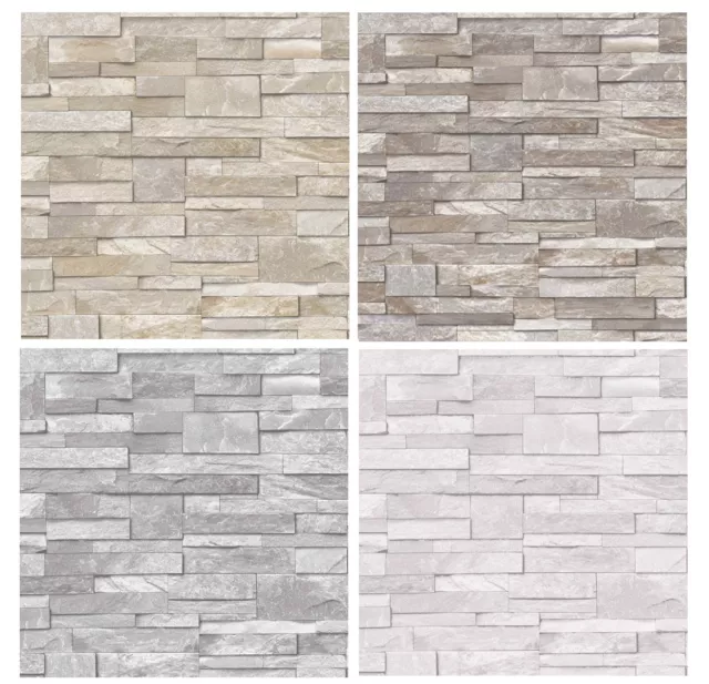 3D Slate Stone Brick Effect Wallpaper Washable Vinyl - Stone Sand Grey