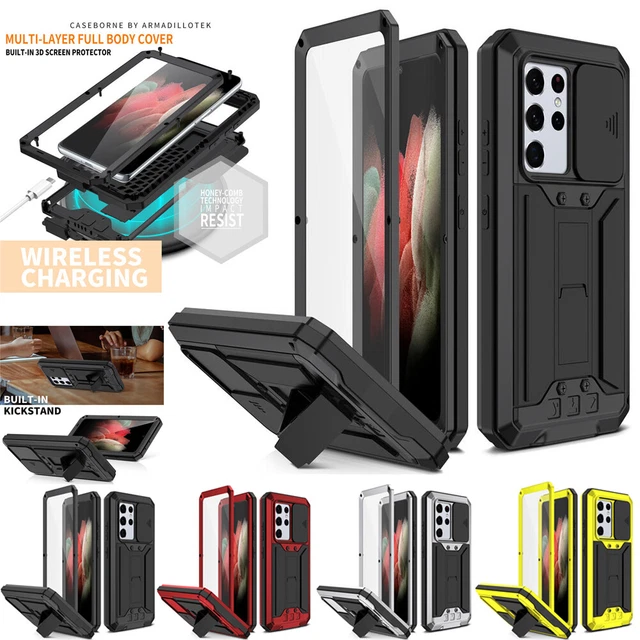 For Samsung Galaxy S21 Ultra 5G Life Waterproof Metal Full Body Stand Case Cover