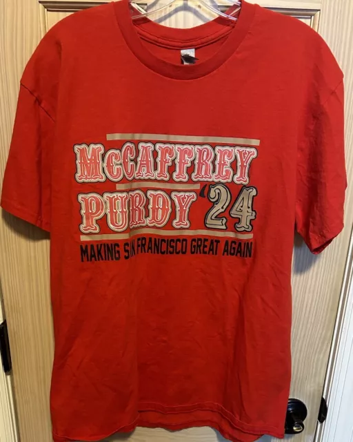 BROCK PURDY CHRISTIAN McCaffrey 2024 49ers Long Short Sleeve T-Shirt ...
