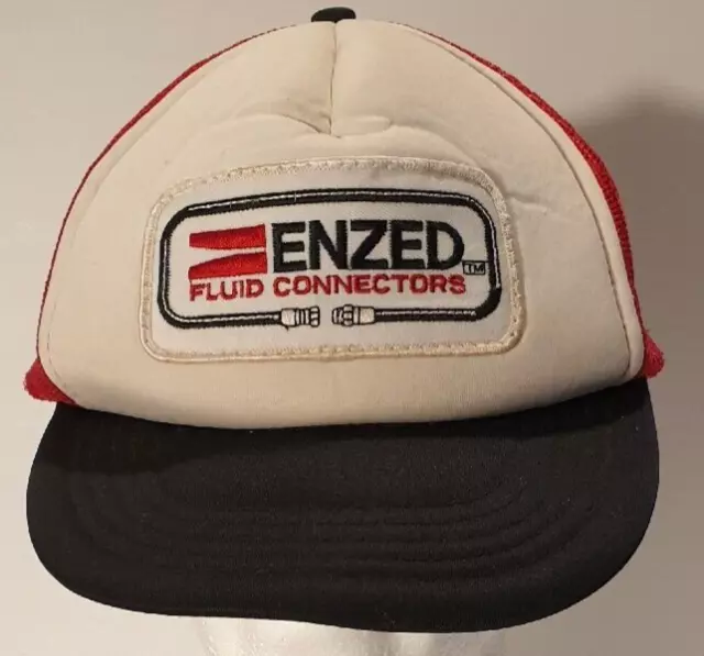 ENZED Fluid Connectors Vintage Mesh Snapback Truckers Cap Hat Red, White & Black