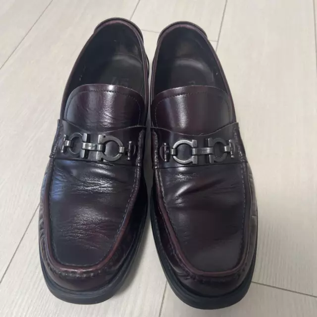 SALVATORE FERRAGAMO GANCINI Bit Loafers Dress Shoes Brown Leather Men's ...