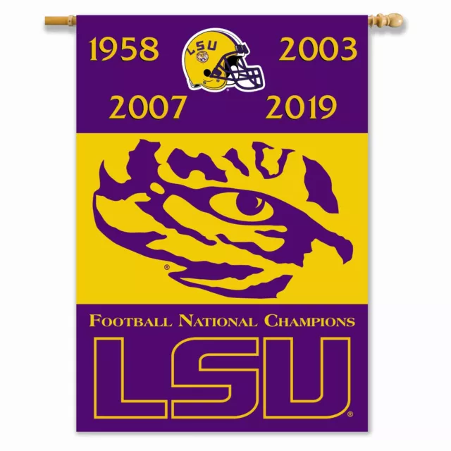 Lsu Tigers 2019 National Champs 2 Sided 28"X40" House Flag Banner Ncaa Licensed