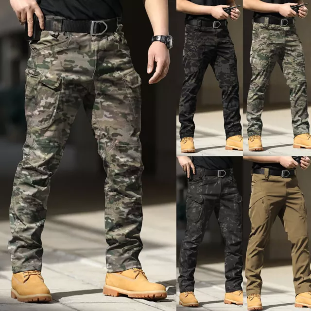 Hombre Militar Pantalones de Trabajo Camo Informal Multi Bolsillos L <