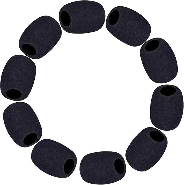 10 Pack Lapel Microphone Windscreen, Headset Windscreen, Mic Foam Covers/ Black
