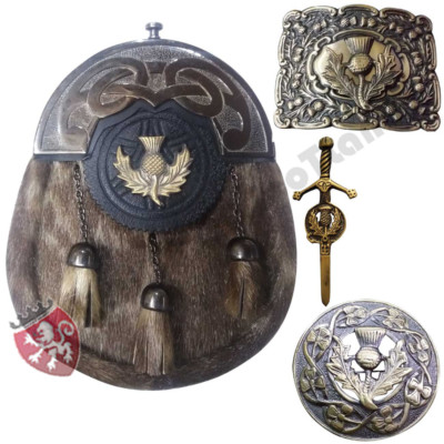 Spilla per Cardo Uomo Scozzese Abito Completo Kilt Sporran Cardo Heritage Fibbia 