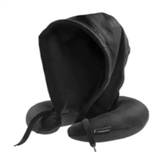 New Mia Toro Hooded Travel Neck Pillow - Unisex Travel Accessories [Black]