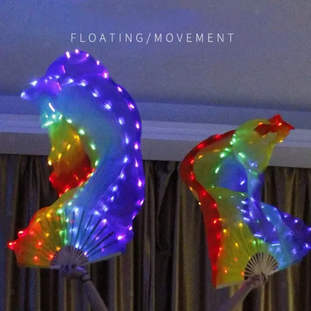 Large Silk Fairy LED Belly Dance Fan Veils Party