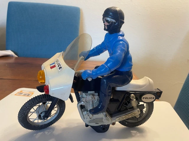 Jouet Miniature en plastique Vintage 1965 - Motard de Police - Label Emmaüs