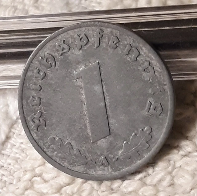 German 1 Reichspfennig  ~ WW2 1pf Coin 1942-A Heavily Circulated With Flaws