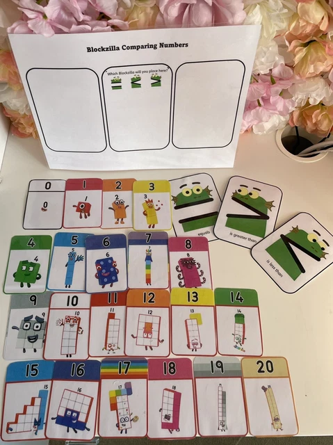Blockzilla Print NEW LAMINATED NUMBERBLOCKS Blockzilla Comparing Numbers Activity Set ...