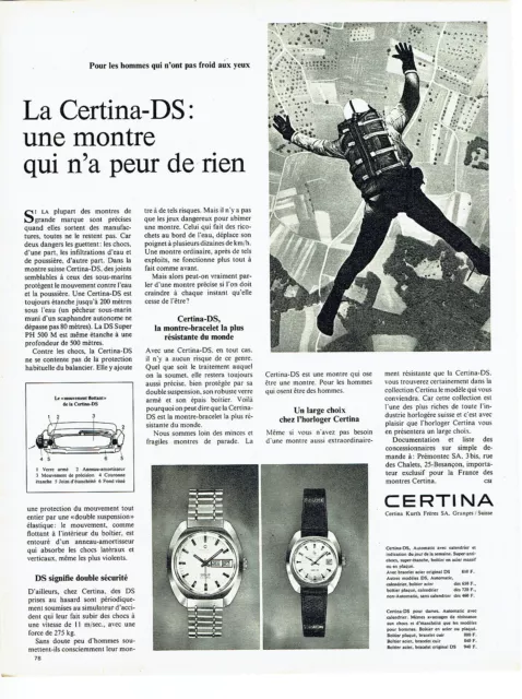 Publicité Advertising 038  1970   montre Certina  DS