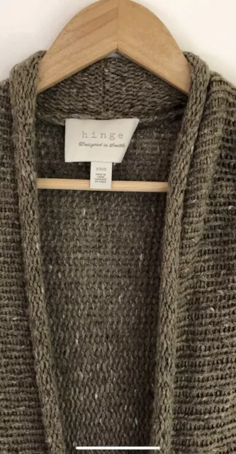 Hinge Designed in Seattle Wool Blend Fringed Open Cardigan Sweater Womens XS 3