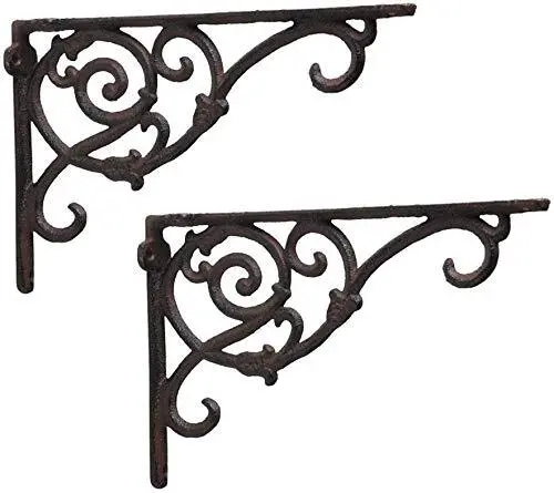 Decorative Cast Iron Wall Shelf Brackets Ornate Vine Rust Rustic Cast Iron