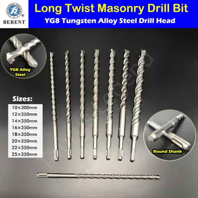 350mm Long SDS PLUS Masonry Drill Bit TCT Head Twist Concrete Hammer Round Shank