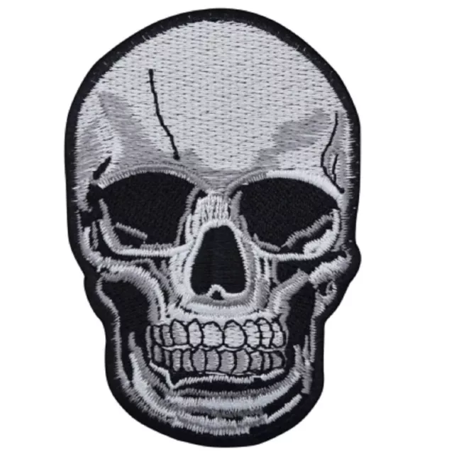 Medium Human Skull Applique Patch - Homo Sapiens Head Skeleton 3" (Iron on)