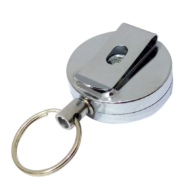 Wire Rope Pull Key Ring Card Badge Holder Retractable Reels Recoil Chain Clips