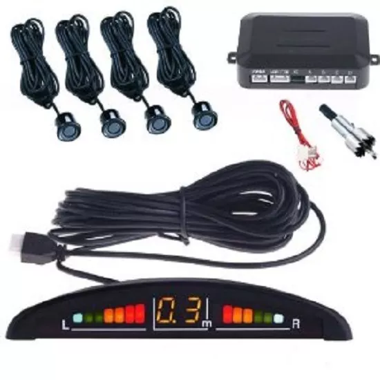 Kit 4 Sensori Di Parcheggio Con Display Led Cicalino Suono Neri Sc0