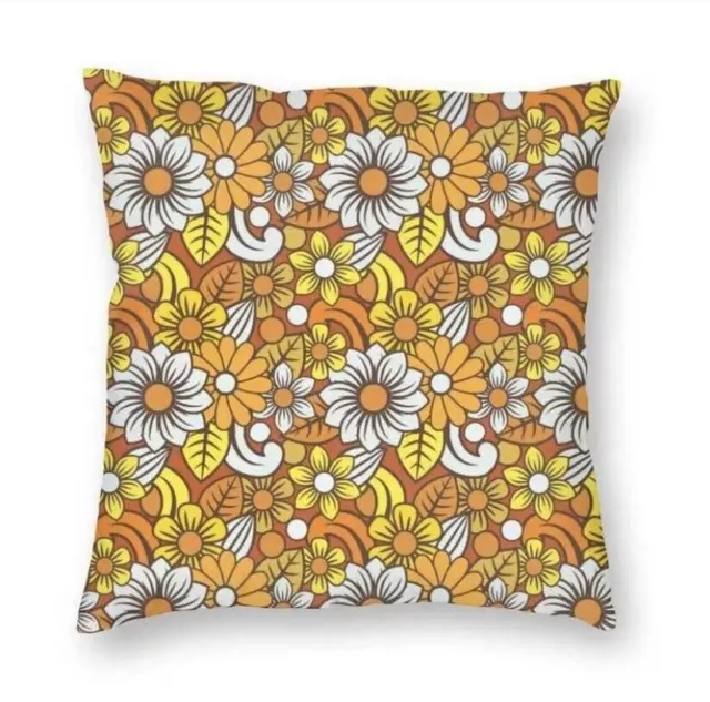 70's 80's RETRO FLOWERS Cushion Cover Gift 45 X 45 Pillow Case NEW Home Decor