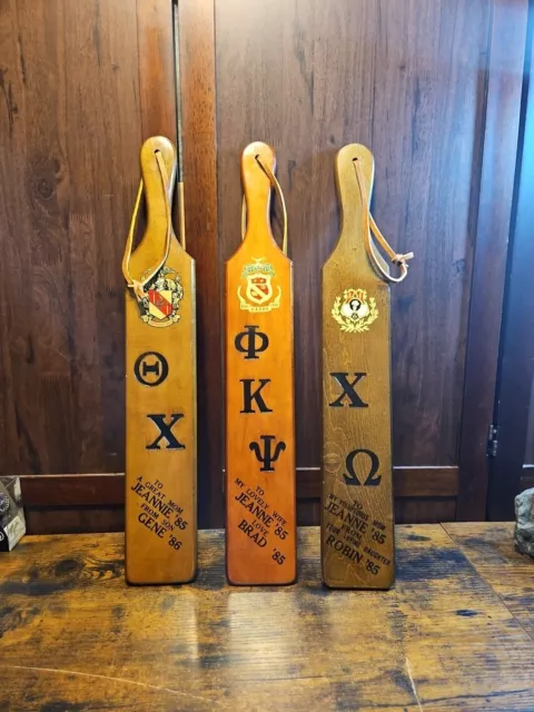 Lot of 3 Vintage Wooden Fraternity Paddles Indiana University #O