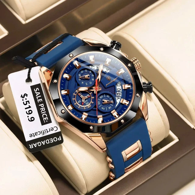 NAVIFORCE Orologio sportivo da uomo, cinturino in pelle, impermeabile