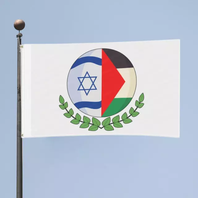 FAHNE FLAGGE PALÄSTINA-ISRAEL mit Friedenstaube Hissflagge-90 x
