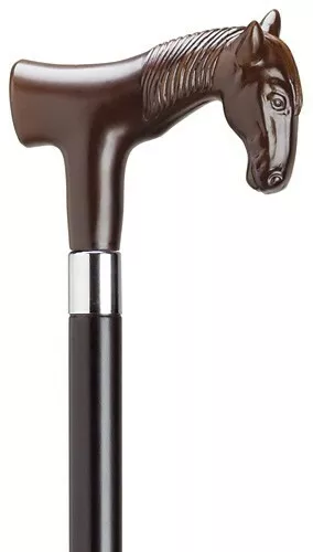 Made in Italy CONCORD Brown Horse Handle Hardwood Shaft Walking Stick Mens Cane