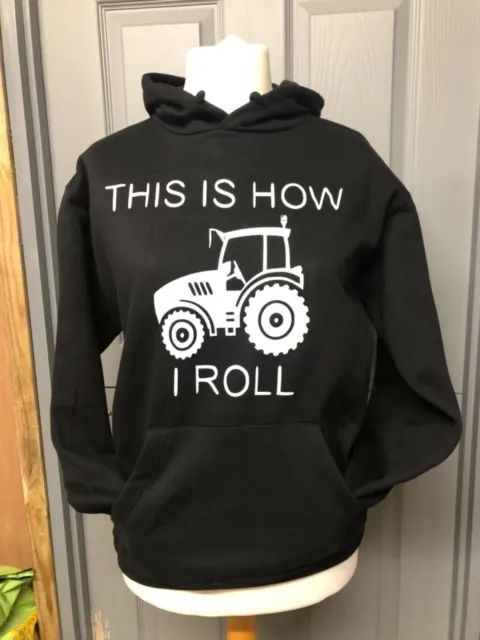 This is how I roll farmer tractor black hoodie choose size unisex Children