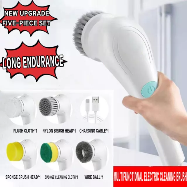 Electric Cordless Cleaning Brush Spin Scrubber Turbo Scrub Cleaner Rechargeable