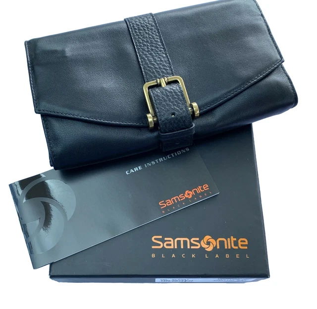 New SAMSONITE Exclusive Upmarket BLACK LABEL Leather RESORT JEWELLERY Roll Black