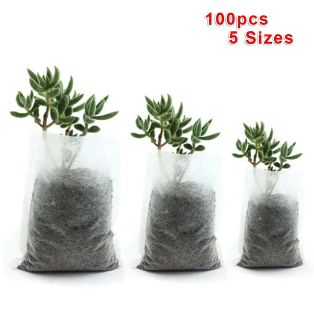 100x Biodegradable Non-woven Nursery Bags Plant Grow Planting Raising Pots Billi