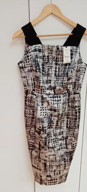 NWT RRP £295 Size 14 LK Bennett Dress  Women's Black Silver Pattern