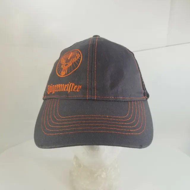 Jagermeister Black Trucker Mesh Back Hat Orange Logo Adjustable Snapback