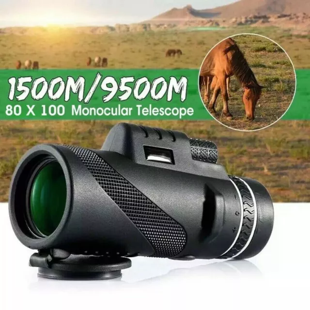 80x100 Military Zoom Powerful Monocular Telescope Day/Low Night  Hunting +Tripod