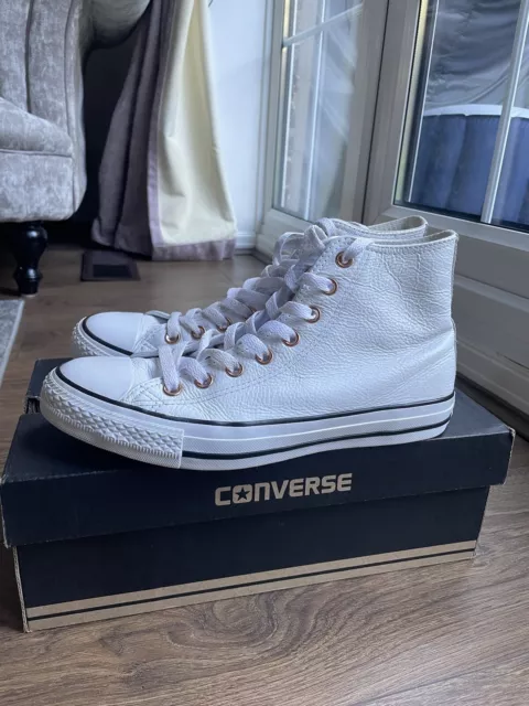 White leather converse with rose gold eyelets hotsell