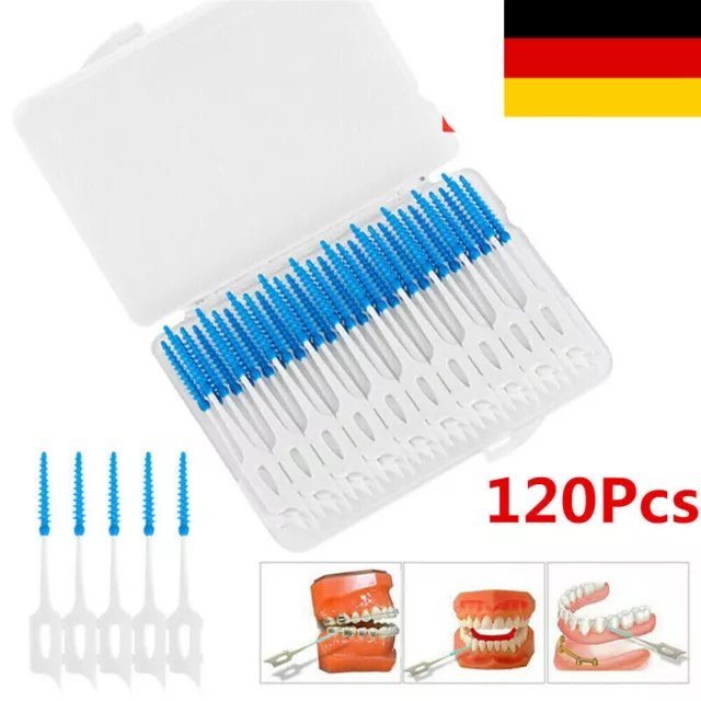 120x Zahnzwischenraumbürste Zahn Reinigung Bürste Interdentalbürsten Blau Set