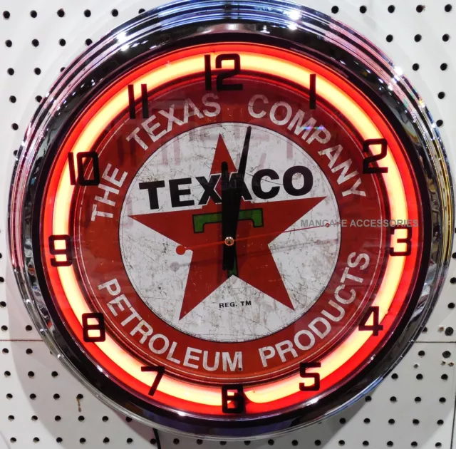 17" TEXACO Petroleum Products Sign Gasoline Gas Station Neon Clock