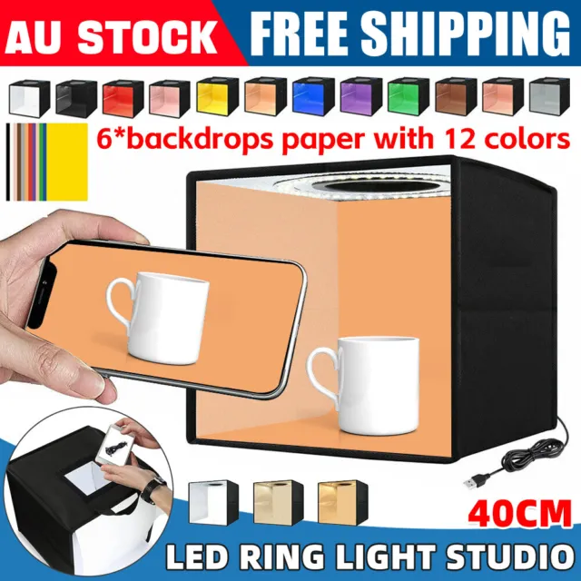 40CM Light Box Photo LED Tent Bar Photography Room Dimmable Foldable Backdrops