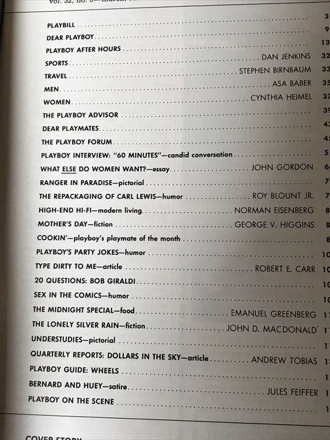 PLAYBOY MAGAZINE MARCH 1985-Shannon Tweed-Donna Smith-Carl Lewis-VGC £