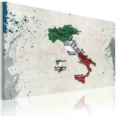 Tableau Quadro Natura - Carte Des Alpes Italiennes - Toile Décorative Multicolore - Avec Ou Sans Cadre