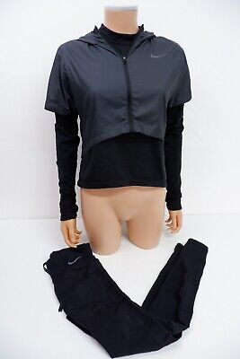 Maglione da donna Nike set outfit palestra taglia S leggings maglione nero pile