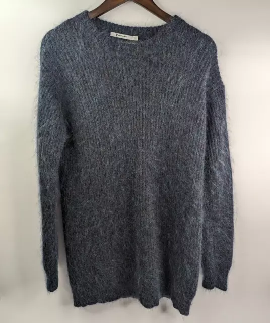 T by Alexander Wang Dark Blue Oversized Mohair Blend Sweater Dress Womens Small