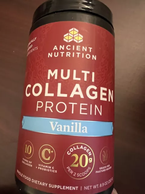 Ancient Nutrition Multi Collagen Protein Powder Vanilla 8.9oz Exp 08/2026