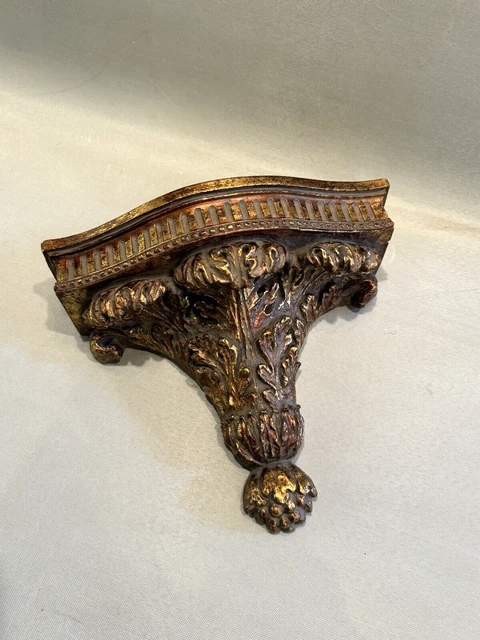 Contemporary Antique Gold Carved Wood Wall Corbel Bracket Shelf