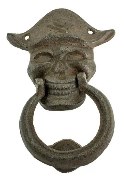 Decorative Hardware Door Knocker Cast Iron Pirate Skull 6.5" H x 4.5" W